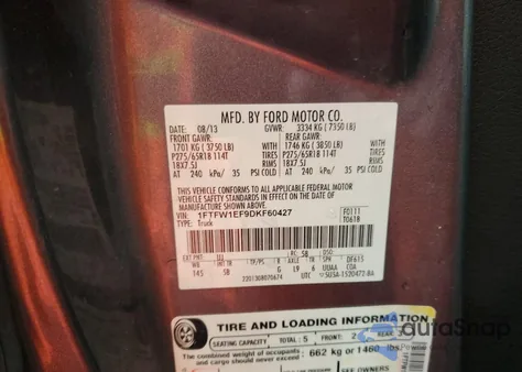 2013 Ford F150 Supercrew from USA, damaged, VIN 1FTFW1EF9DKF60427